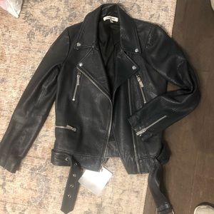 Elizabeth and James Navy leather jacket